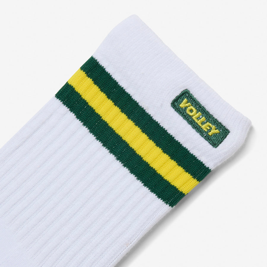 Volley Mid Sock White/Green/Gold