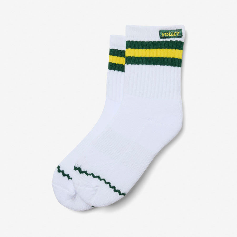 Junior Mid Socks White/Green/Gold