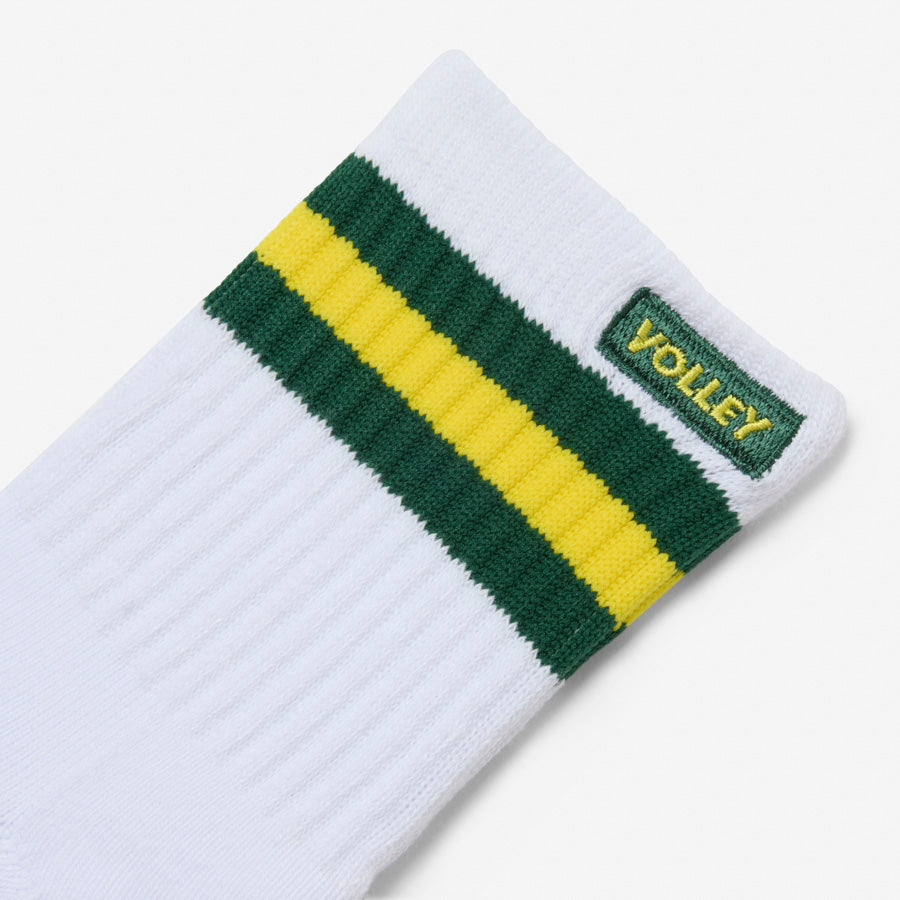 Junior Mid Socks White/Green/Gold