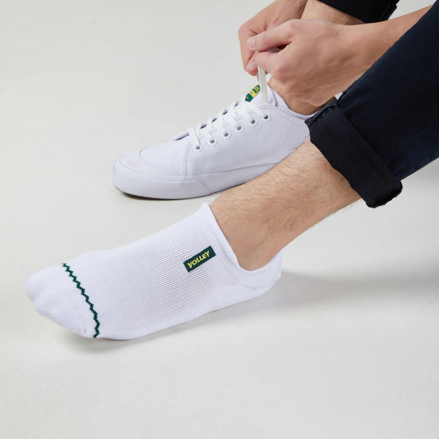 Volley No-Show Sock White/Green/Gold – Volley Australia