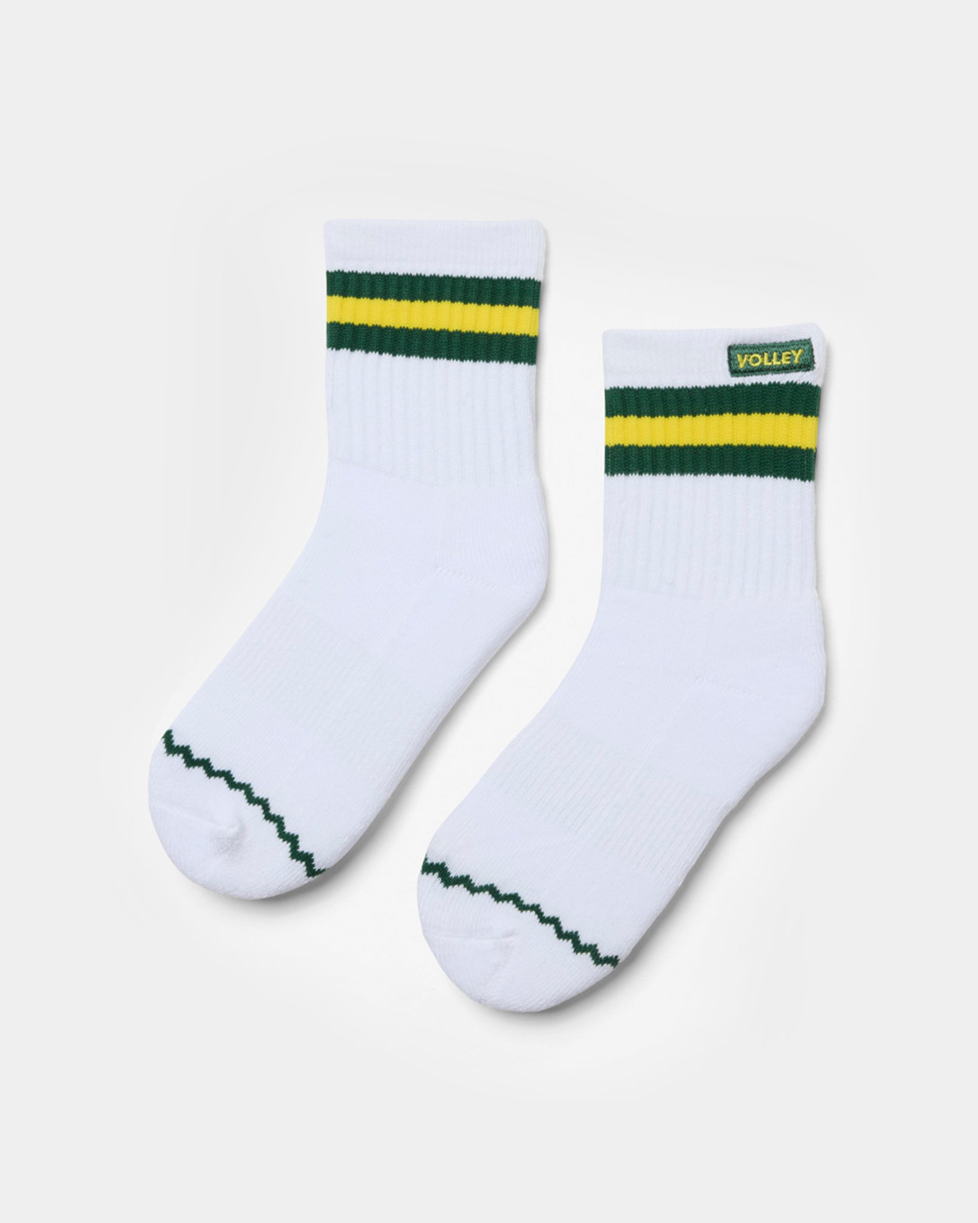 Junior Mid Socks White/Green/Gold