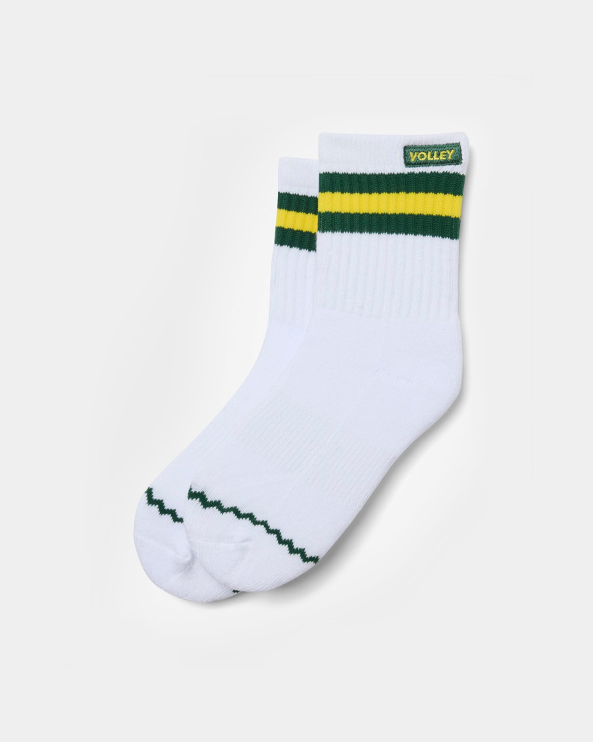 Junior Mid Socks White/Green/Gold