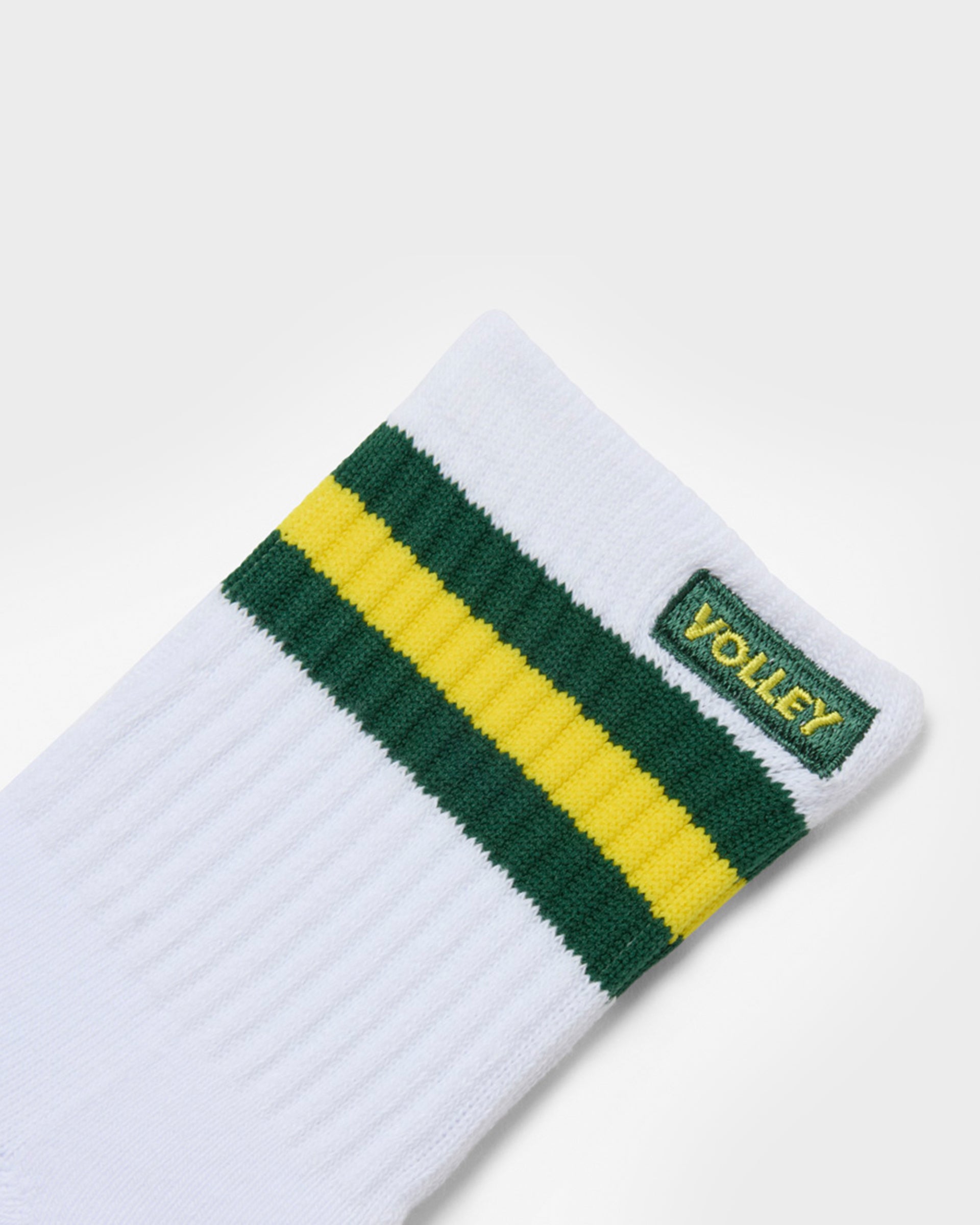 Junior Mid Socks White/Green/Gold